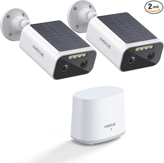 2K Security Cameras Wireless Outdoor, 4-Cam-Kit, Home Security Camera System with Solar Powered, 365-Day Battery Life, No Subscription Fee, Easy to Install, Color Night Vision, Local Storage