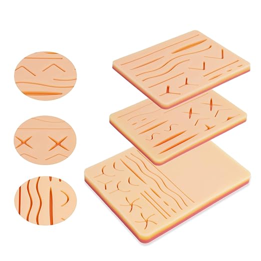 3-Piece Suture Pad, Suture Practice Pad with Various Wound Shapes, Suture Practice Kit, Suitable for Medical, Veterinary Medical Staff Training and Practice (Combination One)