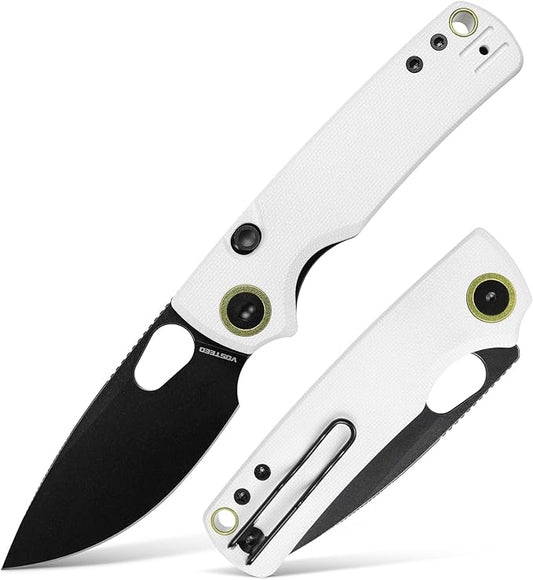 Vosteed Porcupine EDC Knife, Folding Pocket knife for Men & Women, 2.99 Inch 14C28N Steel Wider Blade, Thumb hole, G10 Handle Top Liner Lock Knives for Camping Outdoor - A2606