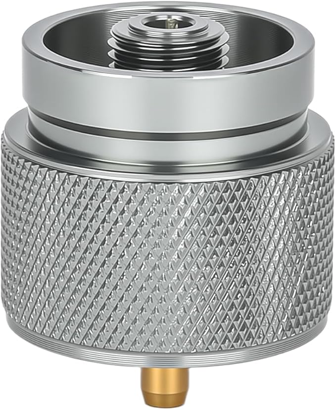 Camping Stove Adapter 1 Lb Propane Small Tank Input EN417 Lindal Valve Output Outdoor Cylinder LPG No Leak Canister Adapter