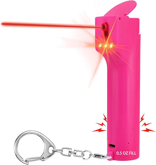 3-in-1 Personal Alarm with Pepper Spray for Women Self Defence, Defense Key Chain for Safety Protection, Gel Refillable, 140dB Siren, Strobe Light, Dorm Room Essentials for College Student Girls