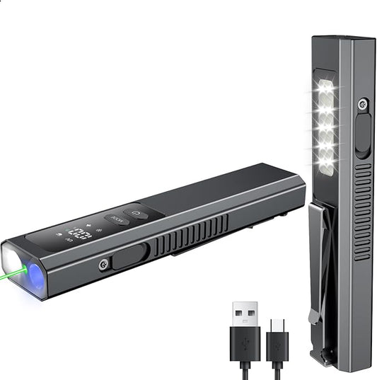5 in 1 PRO EDC Flashlight Flat with Green Beam, UV Light, 800LM White Light LED Combo, Portable Pocket Flash Lights with Magnet for Outdoors Emergency and Work(Black)