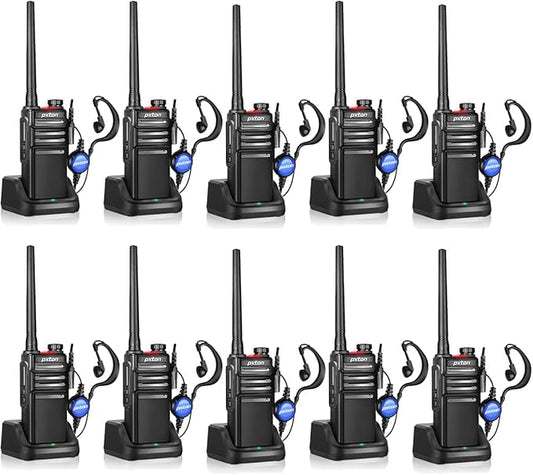Waterproof walkie talkies for Adults, Work,and Outdoor. walkie talkies Long Range with Headphones and Fast Charger Dock，Handheld Two Way radios Rechargeable NOAA walkie Talkie (10 Pack)