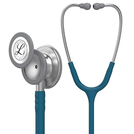 3M Littmann Classic III Monitoring Stethoscope, 5623, More Than 2X as Loud, Weighs Less, Stainless Steel Chestpiece, 27" Caribbean Blue Tube