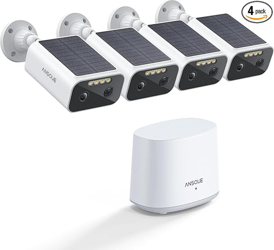 2K Security Cameras Wireless Outdoor, 4-Cam-Kit, Home Security Camera System with Solar Powered, 365-Day Battery Life, No Subscription Fee, Easy to Install, Color Night Vision, Local Storage