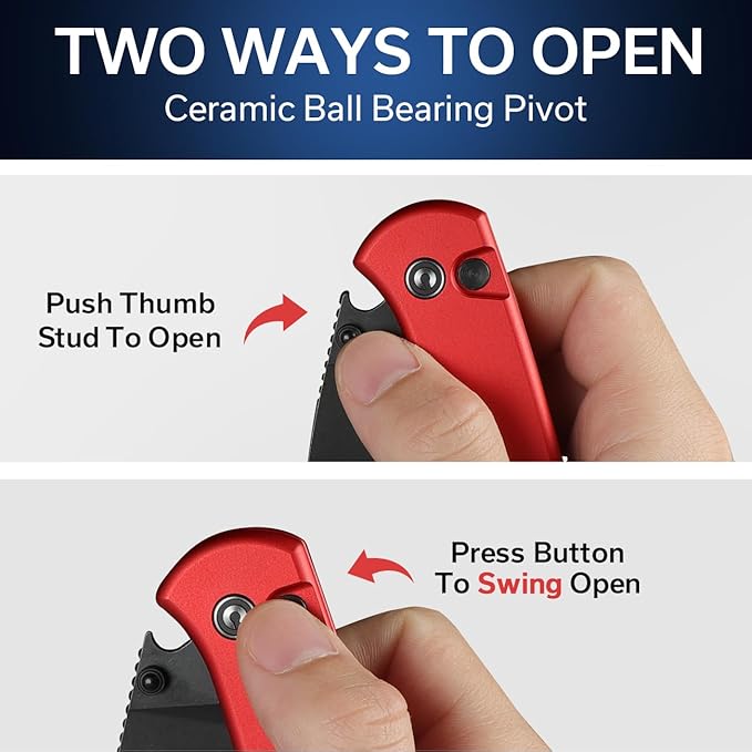 CIVIVI Pocket Folding Knife- Qubit Button Lock Utility Knife with Thumb Stud Opener for EDC, 2.98" 14C28N Blade Aluminum Handle, Gift for Men Women C22030E-2