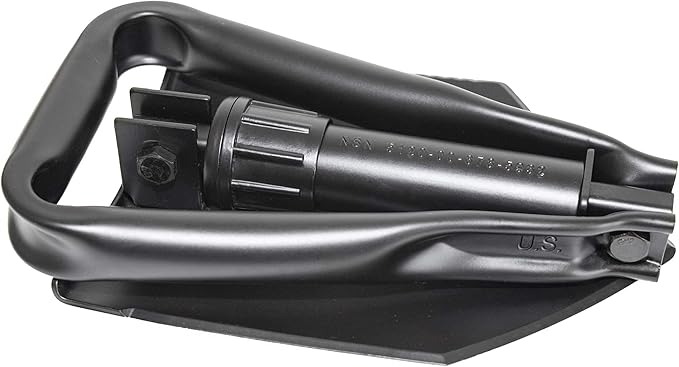 USGI Industries Military Style Shovel | Tri-Fold Entrenching Tool with Serrated Edge | Lightweight, Foldable, Compact, Multi-Use Perfect for Camping, Survival, Trenching (E-Tool)