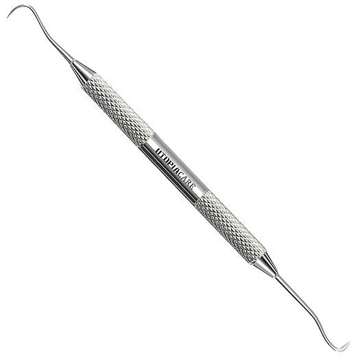 Utopia Care Professional Dental Tartar Scraper Tool, Dental Pick, 6.5 Inch Double Ended Tartar Remover for Teeth, Plaque Remover, Tooth Scraper, Silver, 1 Piece