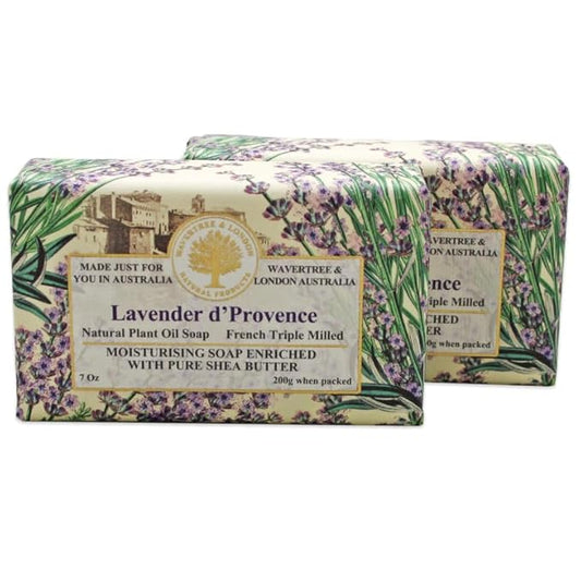 Wavertree & London Lavender Scented Natural Soap Bars (Pack of 2), 7oz Moisturizing French Triple Milled Soap Bars enriched with shea butter - Pure Plant Oil Bath & Body Bar for All Skin Types
