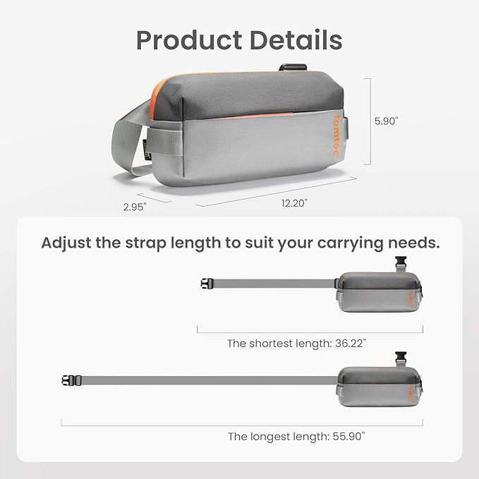 tomtoc Compact EDC Sling Bag, Minimalist Chest Shoulder Backpack Crossbody Bag for Men Women, Lightweight Carry Casual Bag