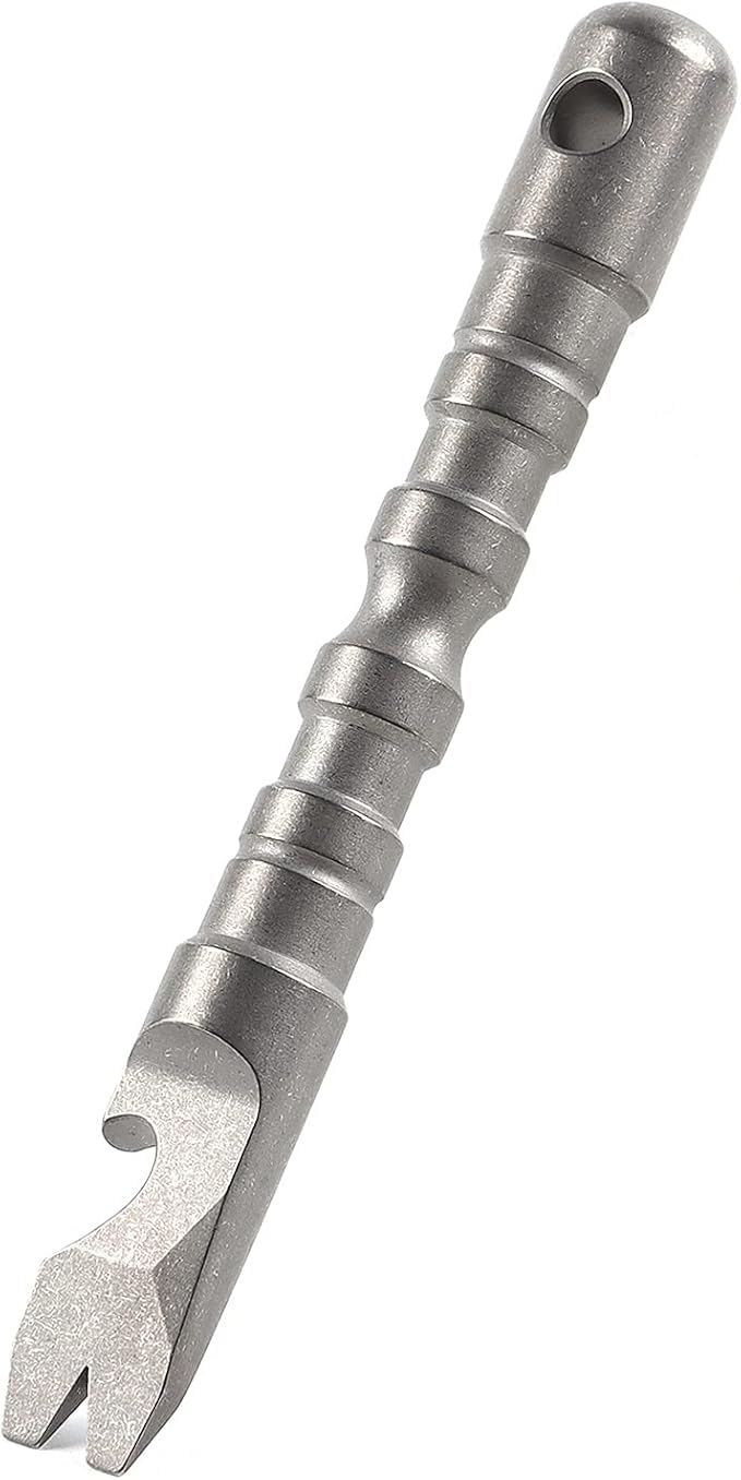 Titanium Alloy EDC Pry Bar with Bottle Opener Screwdriver Function Multi Tool (Grey)