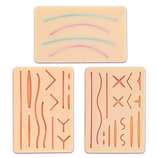 3-Piece Suture Pad, Suture Practice Pad with Various Wound Shapes, Suture Practice Kit, Suitable for Medical, Veterinary Medical Staff Training and Practice (Combination Two)