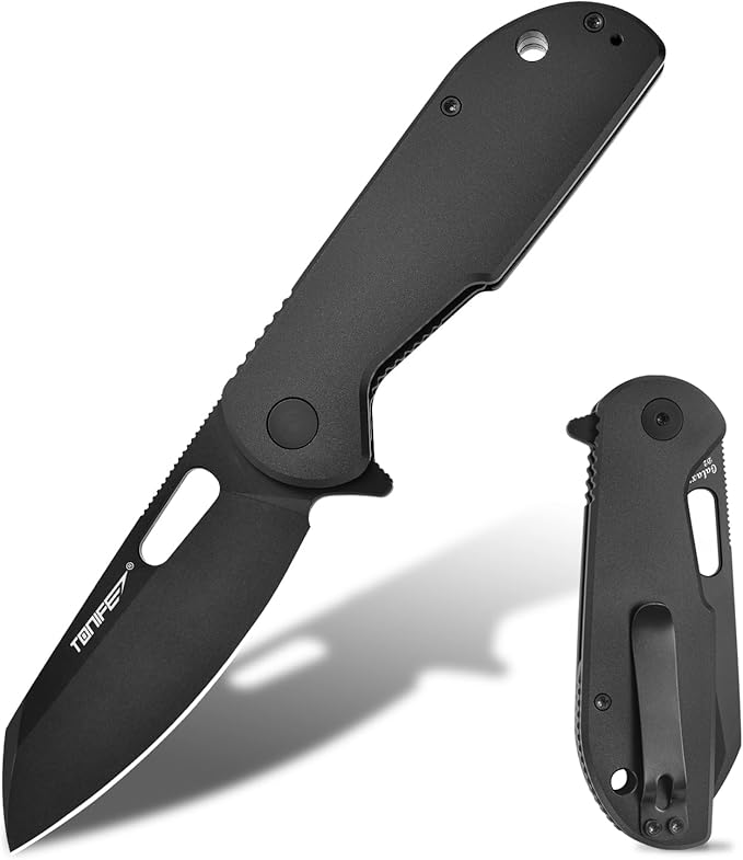 TONIFE Galaxy Mini Folding Knife with D2 Steel Blade and Aluminum Handle, EDC Pocket Tool for Camping, Hiking, and Survival (Black Titanium)