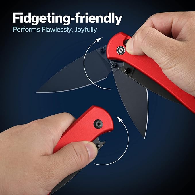 CIVIVI Pocket Folding Knife- Qubit Button Lock Utility Knife with Thumb Stud Opener for EDC, 2.98" 14C28N Blade Aluminum Handle, Gift for Men Women C22030E-2