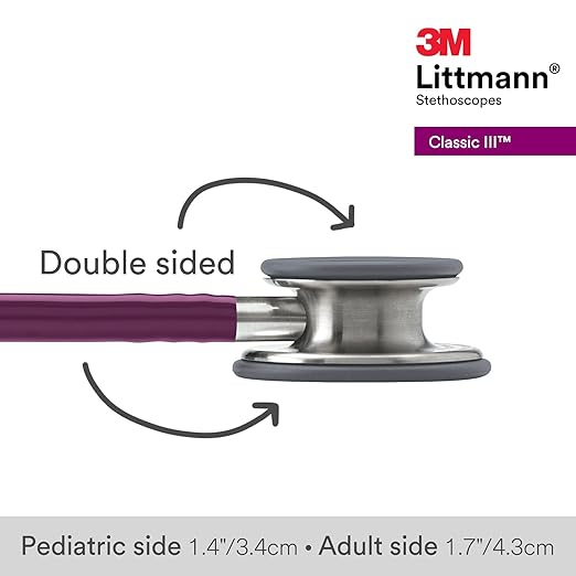 3M Littmann Classic III Monitoring Stethoscope, 5831, More Than 2X as Loud, Weighs Less, Stainless Steel Chestpiece, 27" Plum Tube