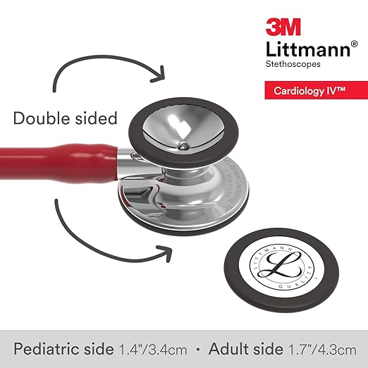 3M Littmann Cardiology IV Diagnostic Stethoscope, 6170, More Than 2X as Loud, Weighs Less, Stainless Steel Mirror-Finish Chestpiece and Stem, 27" Burgundy Tube