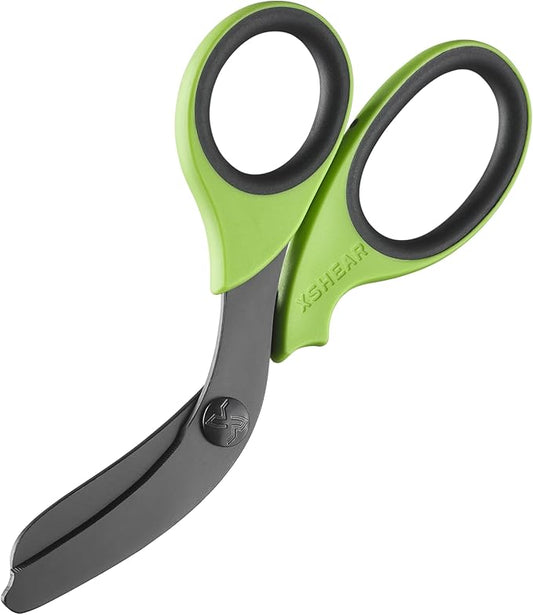 7.5” Extreme Duty Trauma Shears. Tough and Durable Medical Scissors for the Paramedic, EMT, Nurse or any Emergency Healthcare Provider - Green/Gray