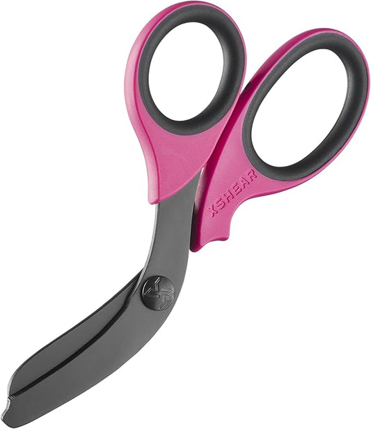 xShear® 7.5” Extreme Duty Trauma Shears - Black Titanium Coated Blades, The perfect scissors for the Paramedic, EMT, Nurse or any Emergency Healthcare Provider (Pink/Black)