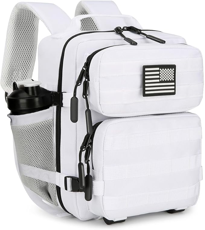 9L Mini Tactical Backpack for Men and Women, Tactical Backpack Small for Hiking, Small Tactical Bag（White）