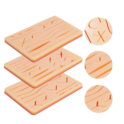 3-Piece Suture Pad, Suture Practice Pad with Various Wound Shapes, Suture Practice Kit, Suitable for Medical, Veterinary Medical Staff Training and Practice (Combination Three)