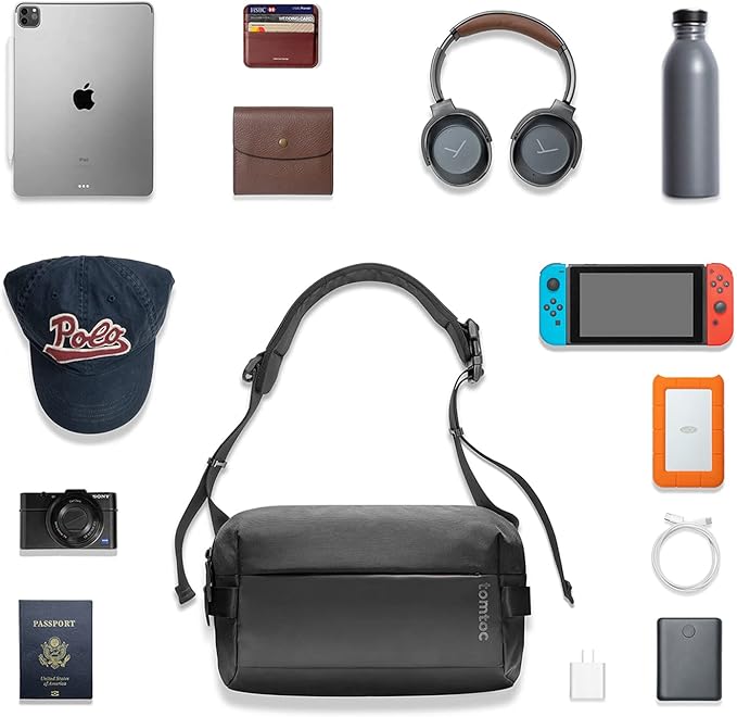 tomtoc Compact EDC Sling Bag, Minimalist Chest Shoulder Backpack Crossbody Bag for Men Women, Lightweight Carry Casual Bag