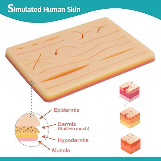 3-Piece Suture Pad, Suture Practice Pad with Various Wound Shapes, Suture Practice Kit, Suitable for Medical, Veterinary Medical Staff Training and Practice (Combination Three)
