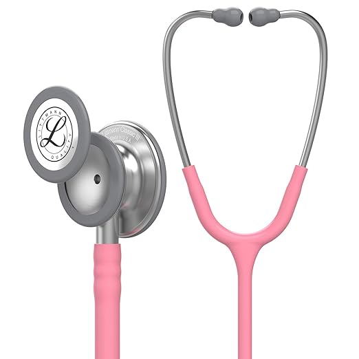3M Littmann Classic III Monitoring Stethoscope, 5633, More Than 2X as Loud, Weighs Less, Stainless Steel Chestpiece, 27" Pearl Pink Tube