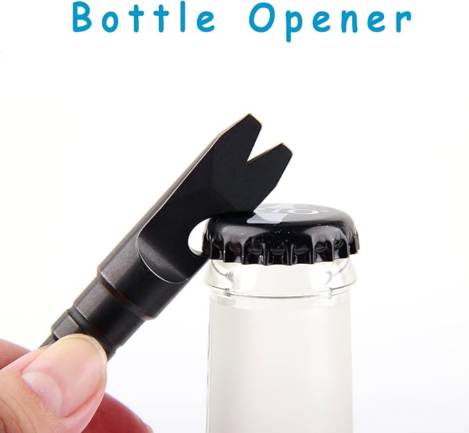 Titanium Alloy EDC Pry Bar with Bottle Opener Screwdriver Function Multi Tool (Black)