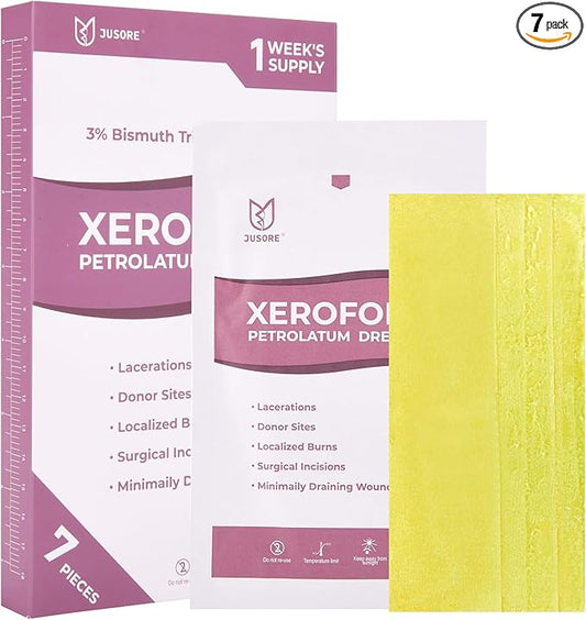 Xeroform Petrolatum Dressing - 5"x9", Medical Non Stick Gauze Pads, Xeroform Soft Mesh Gauze Patch for Wound Care, Burns, Lacerations, Skin Grafts & Surgical Incisions, 7 Individual Pack