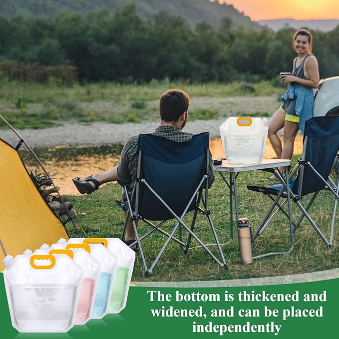 1.3 Gallon Collapsible Water Storage Bag Emergency Jug Container Clear Plastic Water Bladder for Outdoor Sport Camping Hiking No Leak, Freezable, Odorless, Flat Folding (No Scale)