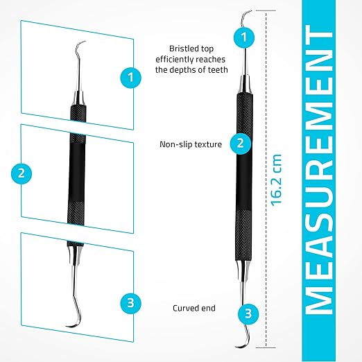 Utopia Care Professional Dental Tartar Scraper Tool, Dental Pick, 6.5 Inch Double Ended Tartar Remover for Teeth, Plaque Remover, Tooth Scraper, Black, 1 Piece
