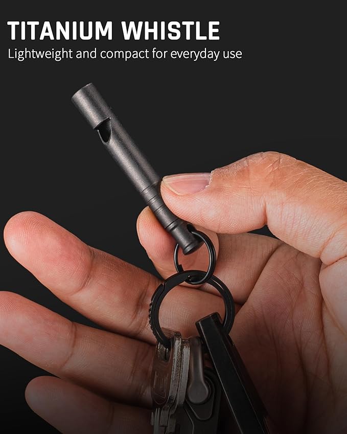 TISUR Titanium Emergency Whistle,120db Safety Whistle with Lanyard,Outdoor Survival Small Whistle for Life Saving,Hiking,Pets Training,Coach Sports