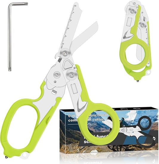 6in1 trauma shears - emergency responders, outdoor emergencies scissor, medical staff, and outdoor camping scissors, ttrauma scissors (green)