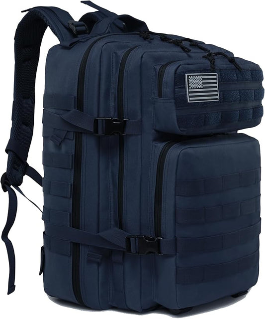 45L Military Tactical Backpack for Men & Women Bug Out Bag Assault pack Molle Daypack Hiking Trekking Rucksack(Blue)
