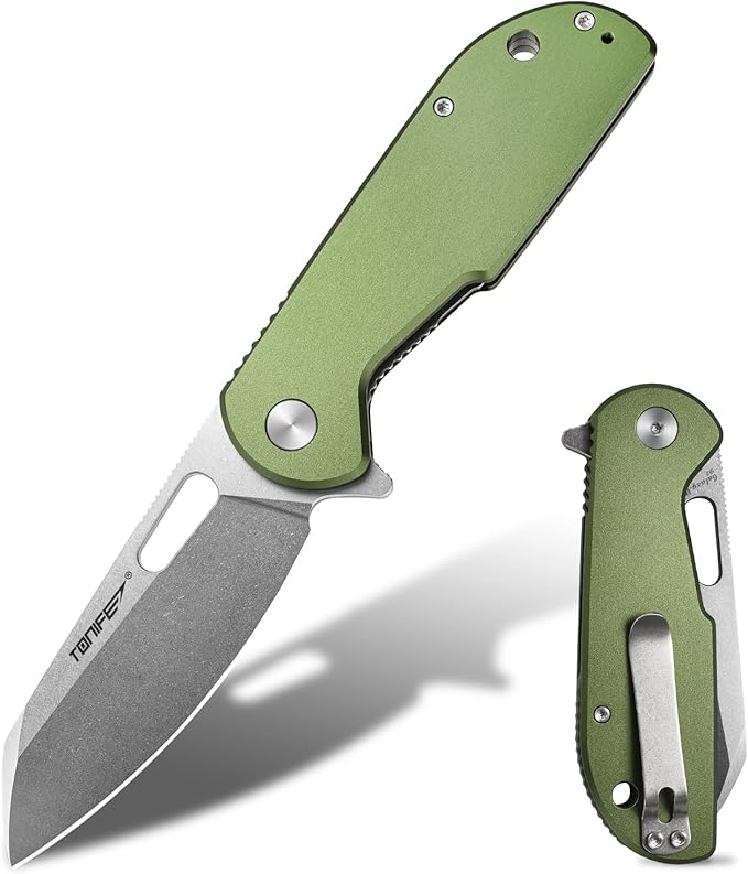 TONIFE Galaxy Mini Folding Knife with D2 Steel Blade and Aluminum Handle, EDC Pocket Tool for Camping, Hiking, and Survival (green)