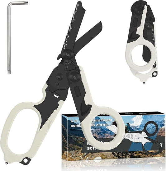 6in1 trauma shears - emergency responders, outdoor emergencies scissor, medical staff, and outdoor camping scissors, ttrauma scissors (Luminous Black)