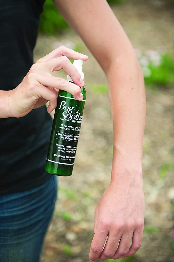 Bug Soother Candle - Natural Insect, Gnat and Mosquito Repellent Candle, 8 oz + 1oz Bottle of Bug Spray Deterrent - Safe for Adults, Kids, Pets, Environment - Made in USA
