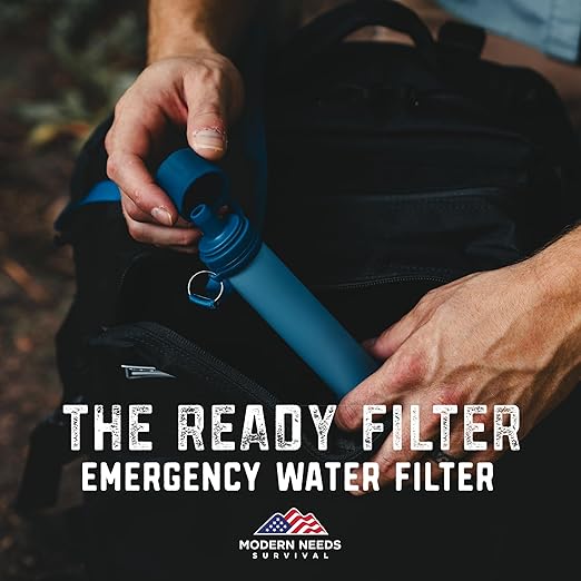 Ready Filter Personal Water Filter Straw | Backpacking Water Filter for Hiking & Camping | Portable Water Purifier Camping | Emergency Survival Gear & Camping Survival Kit