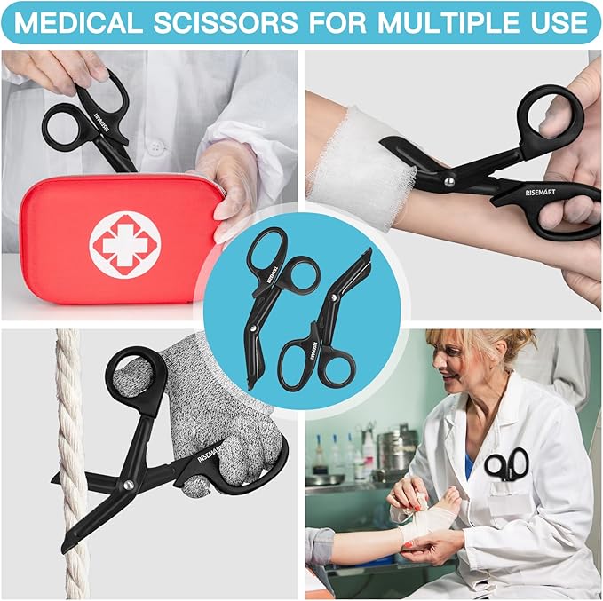 Trauma Shears - RISEMART Bandage Scissors for Nurses, 7.5" Fluoride Coated Non-stick Blades Stainless Steel Nursing Scissors for Doctor, Nurses, Nursing Students, EMS, EMT
