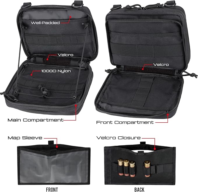 WYNEX Tactical Large Admin Pouch of Double Layer Design, Molle EDC EMT Utility Pouch with Map Sleeve Modular Tool Pouch Large Capacity Flag Patch Included