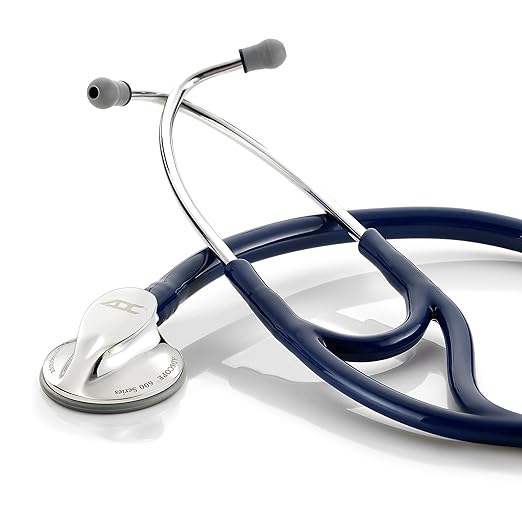 ADC Adscope 600 Platinum Series Cardiology Stethoscope with Tunable AFD Technology, 27 inch Length, Navy