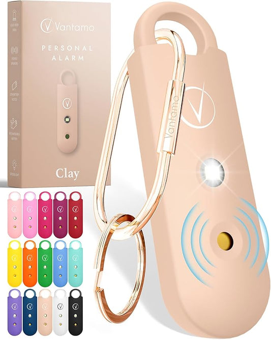 Vantamo Personal Alarm for Self Defense with Low Battery Notice, Strobe Light & Extra Loud 130 dB Double Speakers Safety Keychain Set for Women, Rechargeable Panic Button for Womens Self Defense
