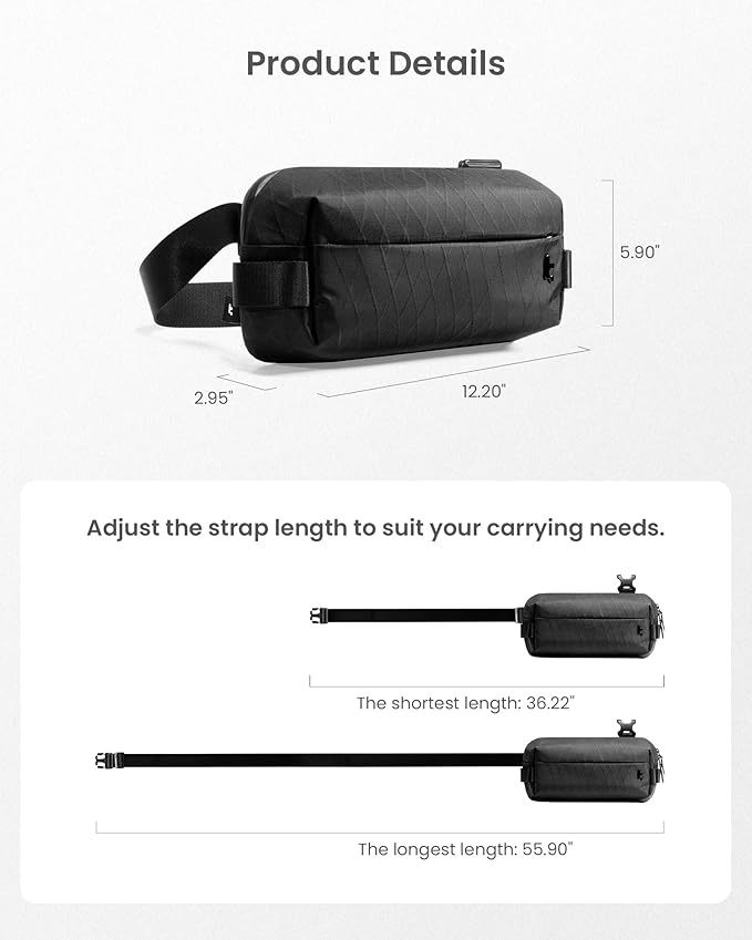 tomtoc Compact EDC Sling Bag, Minimalist Chest Shoulder Backpack Crossbody Bag for Men Women, Lightweight Carry Casual Bag