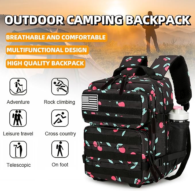 9L Mini Tactical Backpack 9L Assault Pack 9L Tactical Backpack Hiking Fitness Backpack(Cherry)