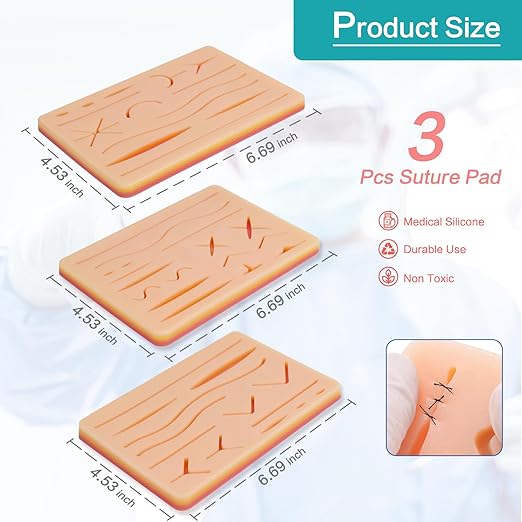 3-Piece Suture Pad, Suture Practice Pad with Various Wound Shapes, Suture Practice Kit, Suitable for Medical, Veterinary Medical Staff Training and Practice (Combination Three)