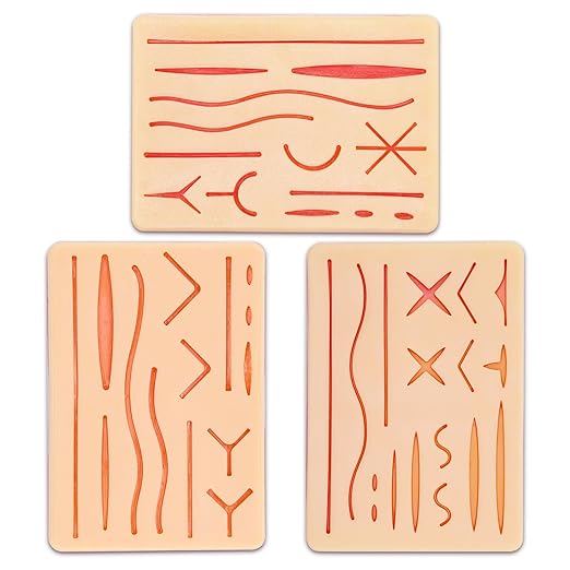 3-Piece Suture Pad, Suture Practice Pad with Various Wound Shapes, Suture Practice Kit, Suitable for Medical, Veterinary Medical Staff Training and Practice (Combination Three)