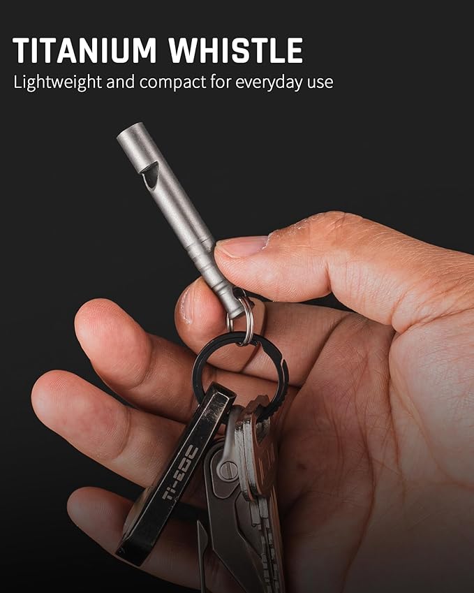 TISUR Titanium Emergency Whistle,120db Safety Whistle with Lanyard,Outdoor Survival Small Whistle for Life Saving,Hiking,Pets Training,Coach Sports