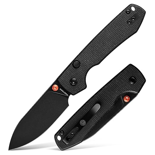 Vosteed Raccoon EDC Folding Pocket knife with Clip, Top Liner Lock Knife with 3.25" Sandvik 14C28N Steel Blade, Micarta Handle for Camping, Hiking - A2902