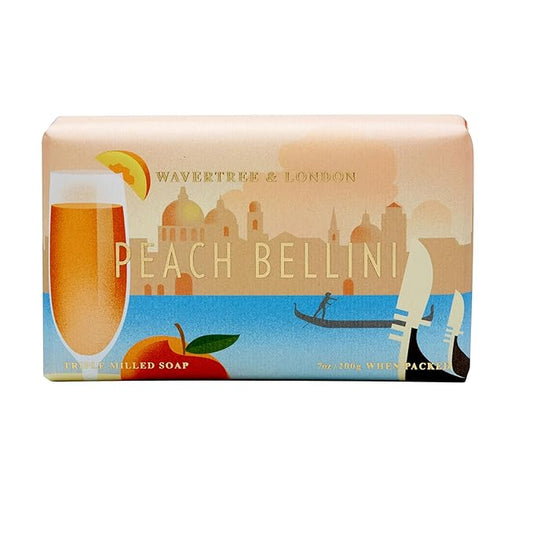 Wavertree & London Peach Bellini Scented Natural Soap (2 Bars), 7oz Moisturizing French Triple Milled Soap Bars enriched with shea butter - Pure Plant Based Bath & Body Bars for All Skin Types