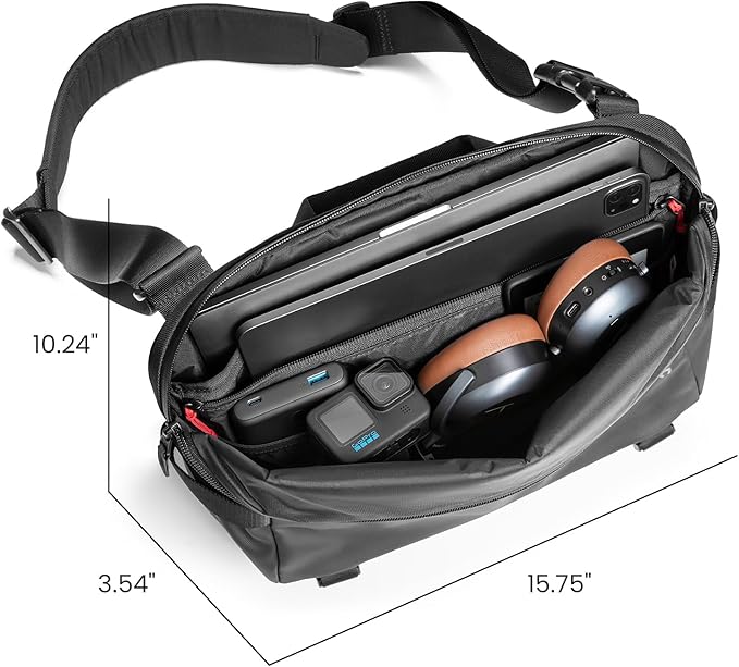 tomtoc Compact EDC Sling Bag, Minimalist Chest Shoulder Backpack Crossbody Bag for Men Women, Lightweight Carry Casual Bag